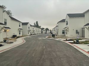 Unit exterior with covered entry